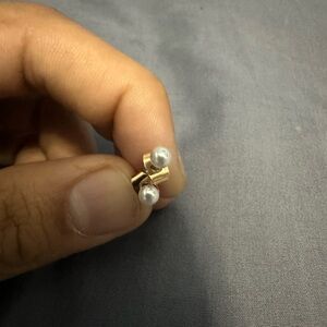 Elegant Gold and Silver Pearl Earrings 3mm